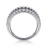 14K White Gold Three Row Diamond Ring - 1 ct