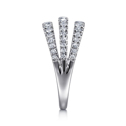 14K White Gold Three Row Diamond Ring