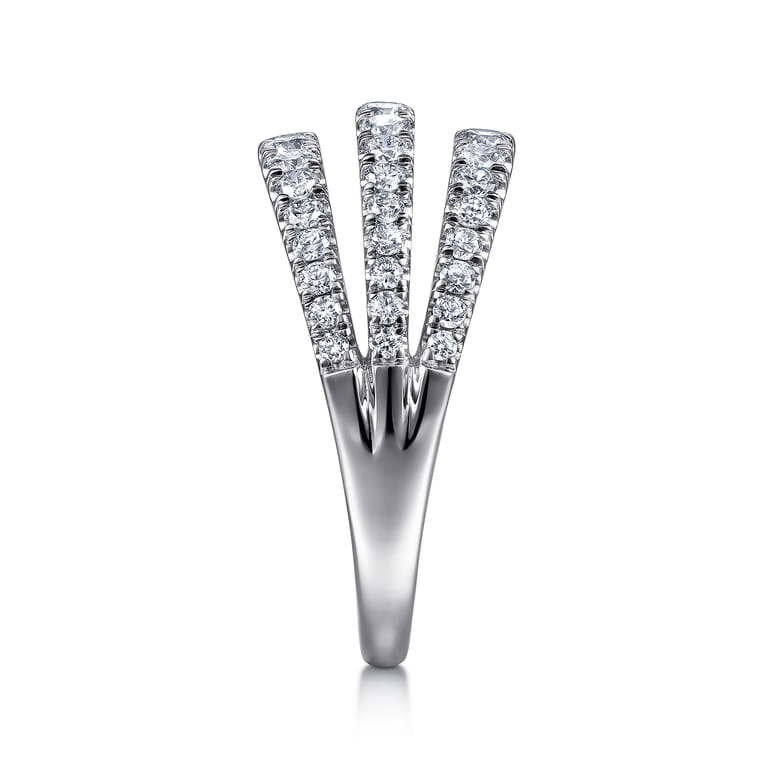 14K White Gold Three Row Diamond Ring - 1 ct - Shot 4