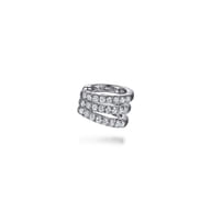 14K White Gold Three Row Diamond Single Ear Cuff