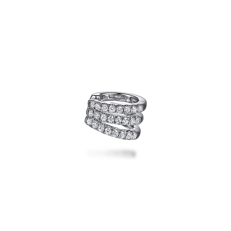 14K White Gold Three Row Diamond Single Ear Cuff - 0.35 ct - Shot 1