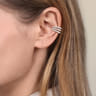 14K White Gold Three Row Diamond Single Ear Cuff - 0.35 ct