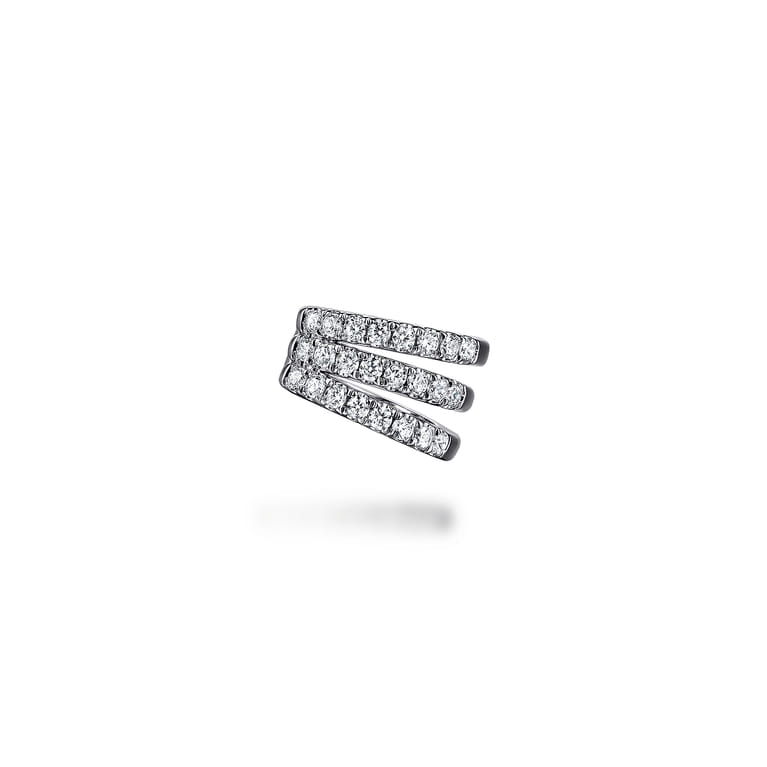 14K White Gold Three Row Diamond Single Ear Cuff - 0.35 ct - Shot 3