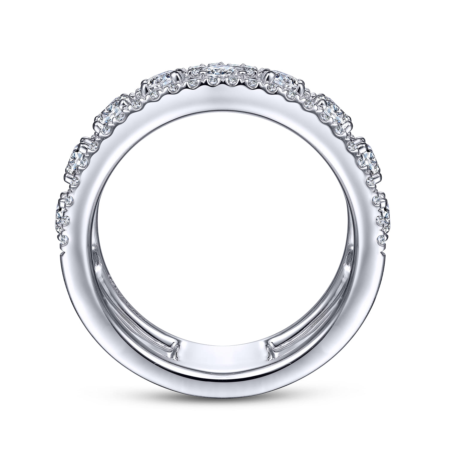 14K White Gold Three Row Diamond Station Ring - 1.05 ct - Shot 2