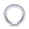 14K White Gold Three Row Diamond Station Ring - 1.05 ct