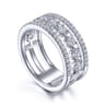 14K White Gold Three Row Diamond Station Ring - 1.05 ct