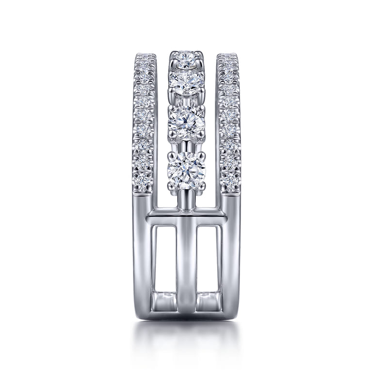 14K White Gold Three Row Diamond Station Ring - 1.05 ct - Shot 4