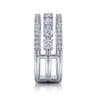 14K White Gold Three Row Diamond Station Ring - 1.05 ct