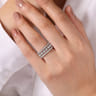 14K White Gold Three Row Diamond Station Ring - 1.05 ct