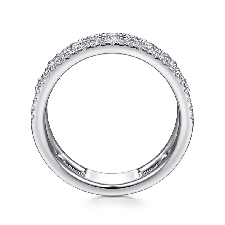 14K White Gold Three Row Diamond Station Ring - 0.5 ct - Shot 2