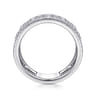 14K White Gold Three Row Diamond Station Ring - 0.5 ct