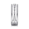 14K White Gold Three Row Diamond Station Ring - 0.5 ct