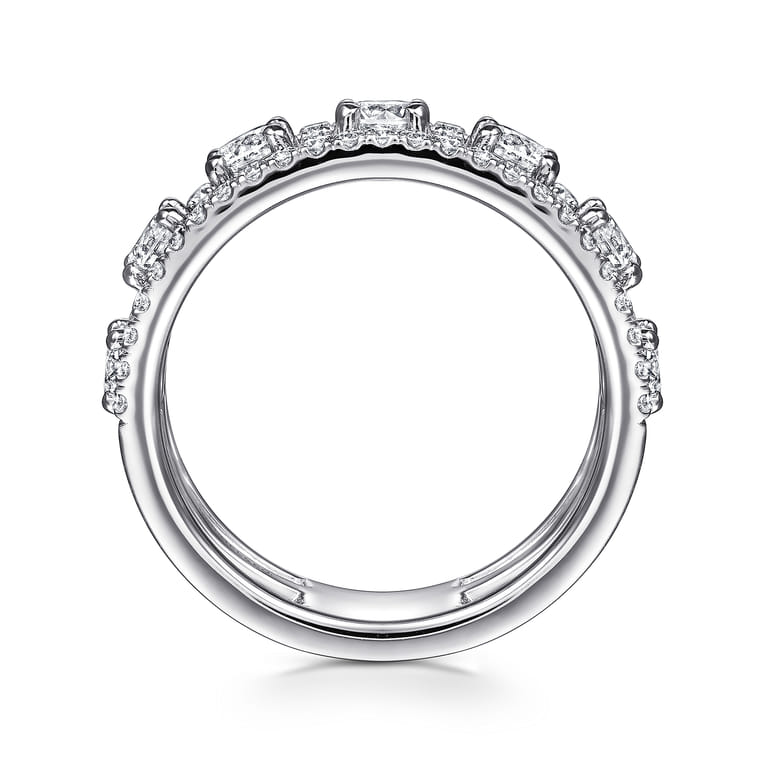 14K White Gold Three Row Diamond Station Wide Band Ring - 1.3 ct - Shot 2