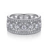 14K White Gold Three Row Diamond Wide Band Ring - 1.15 ct