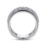 14K White Gold Three Row Diamond Wide Band Ring - 1.15 ct