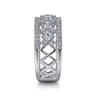 14K White Gold Three Row Diamond Wide Band Ring - 1.15 ct