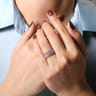 14K White Gold Three Row Diamond Wide Band Ring - 1.15 ct