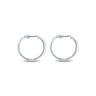 14K White Gold Tiger Claw Set Diamond 15mm Round Huggie Earrings - 0.2 ct