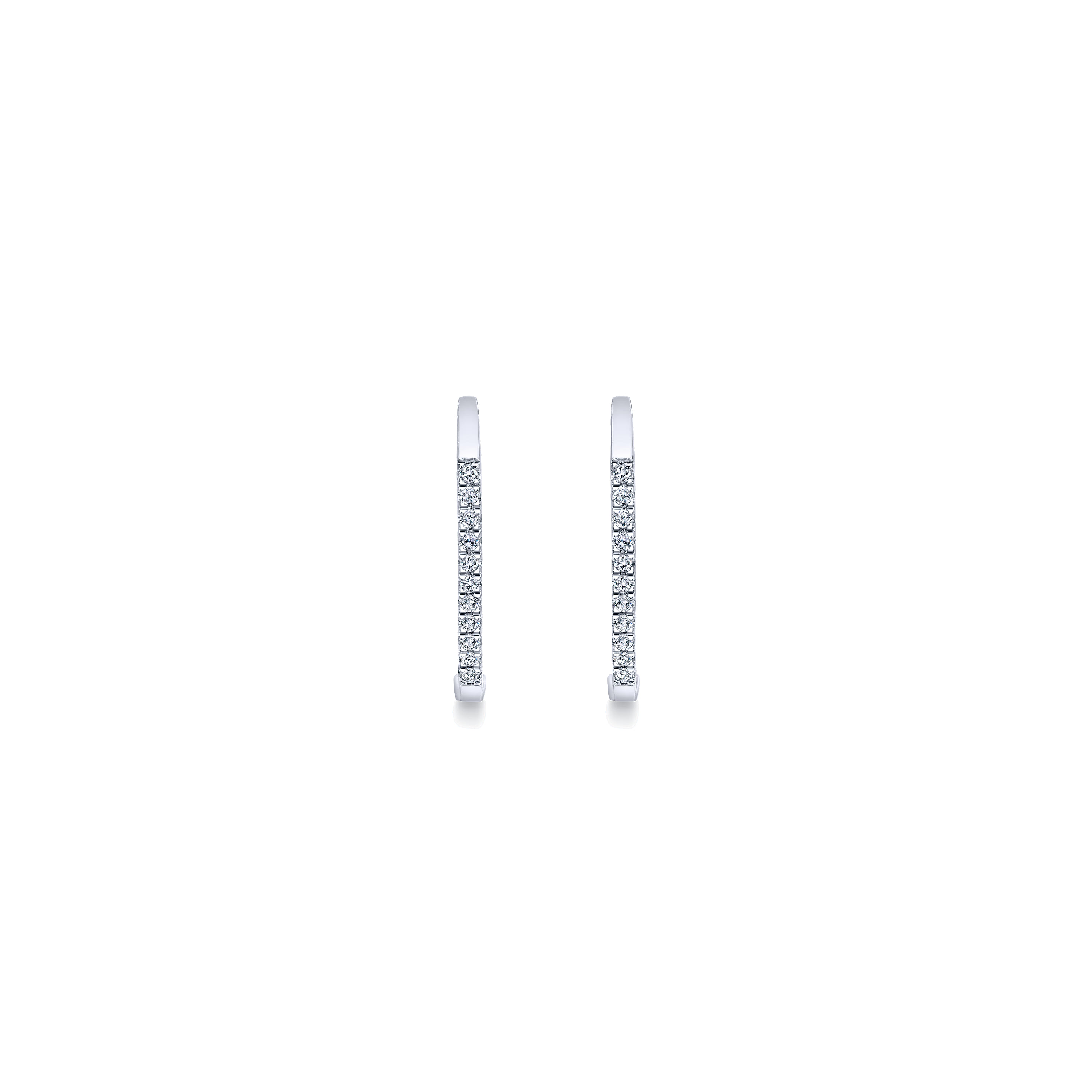 14K White Gold Tiger Claw Set Diamond 15mm Round Huggie Earrings - 0.2 ct - Shot 3