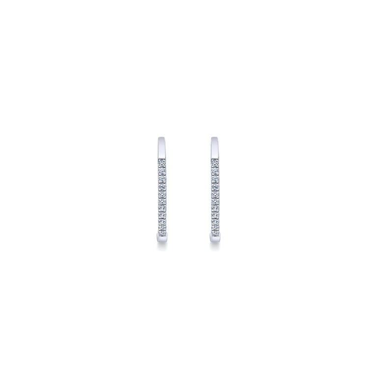 14K White Gold Tiger Claw Set Diamond 15mm Round Huggie Earrings - 0.2 ct - Shot 3