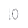 14K White Gold Tiger Claw Set Diamond 15mm Round Huggie Earrings - 0.25 ct