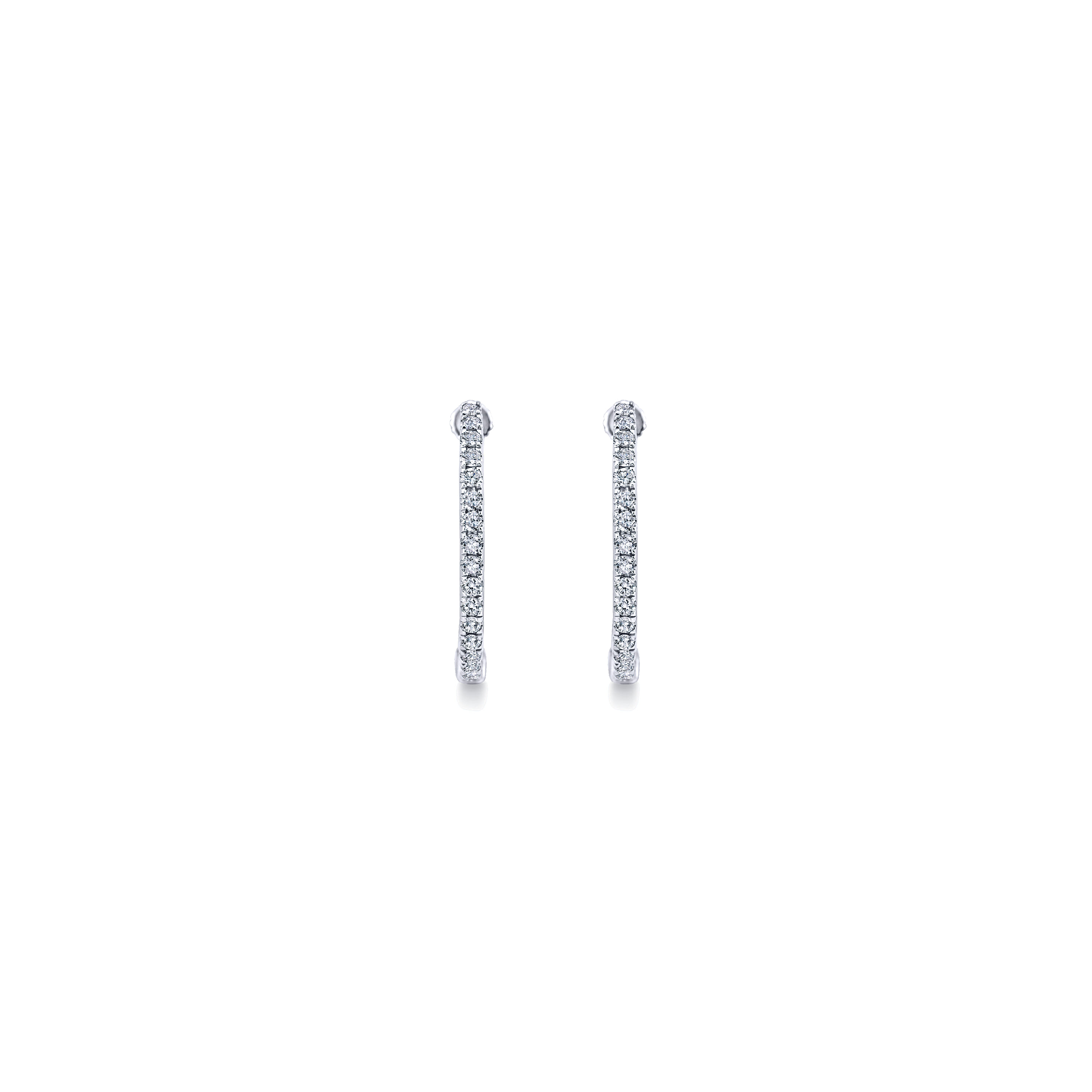 14K White Gold Tiger Claw Set Diamond 15mm Round Huggie Earrings - 0.25 ct - Shot 3