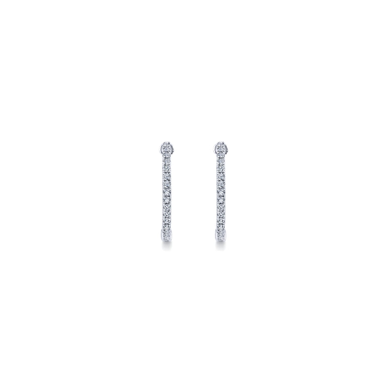 14K White Gold Tiger Claw Set Diamond 15mm Round Huggie Earrings - 0.25 ct - Shot 3