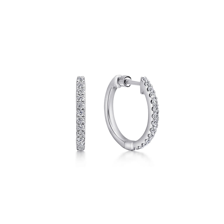 14K White Gold Tiger Claw Set Diamond 15mm Round Huggie Earrings - 0.5 ct - Shot 1