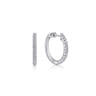 14K White Gold Tiger Claw Set Diamond 15mm Round Huggie Earrings - 0.5 ct