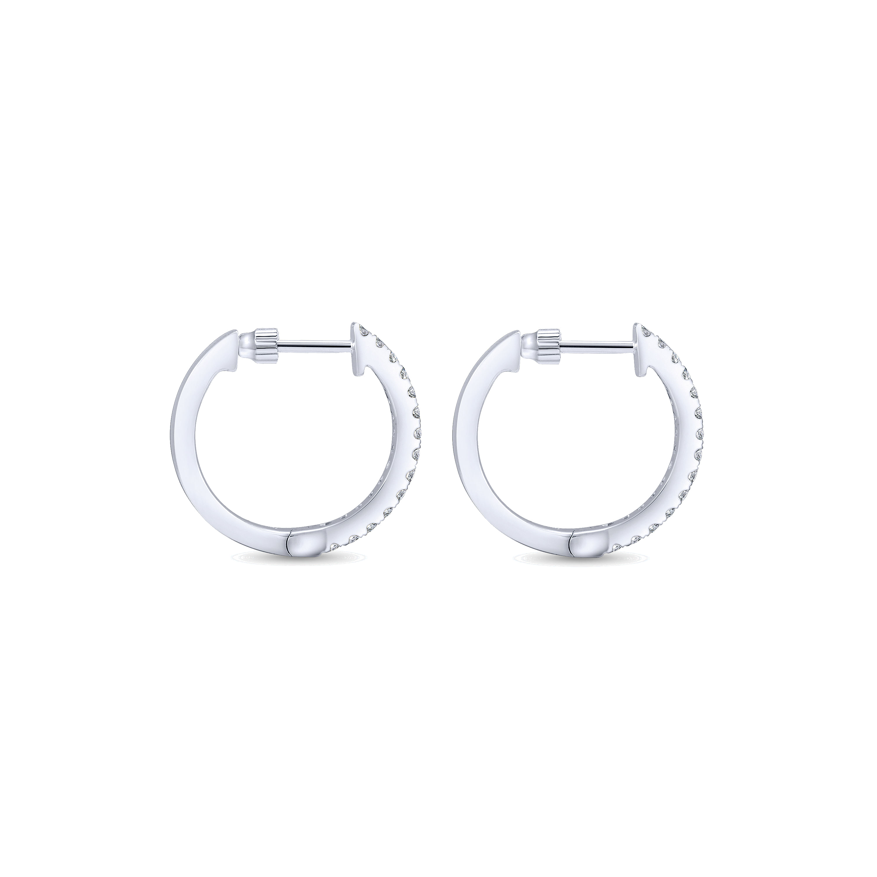 14K White Gold Tiger Claw Set Diamond 15mm Round Huggie Earrings - 0.5 ct - Shot 2