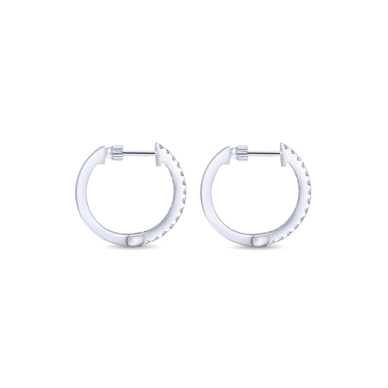 14K White Gold Tiger Claw Set Diamond 15mm Round Huggie Earrings - 0.5 ct - Shot 2