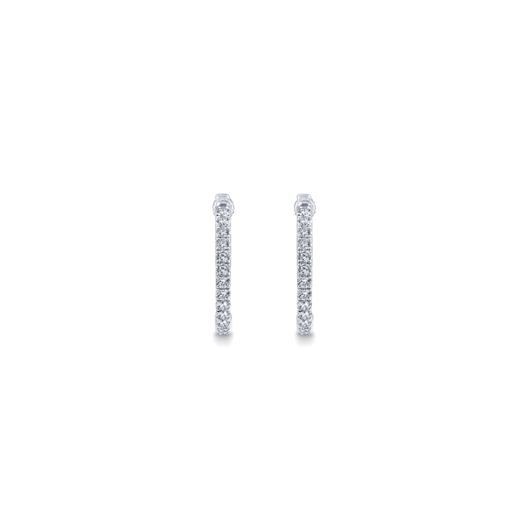 14K White Gold Tiger Claw Set Diamond 15mm Round Huggie Earrings - 0.5 ct - Shot 3