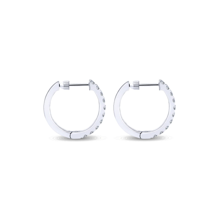 14K White Gold Tiger Claw Set Diamond 15mm Round Huggie Earrings - 1 ct - Shot 2
