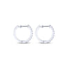 14K White Gold Tiger Claw Set Diamond 15mm Round Huggie Earrings - 1 ct