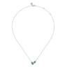 14K White Gold Toi et Moi Emerald and Diamond Halo Necklace - 0.18 ct