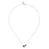 14K White Gold Toi et Moi Sapphire and Diamond Halo Necklace - 0.18 ct