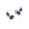 14K White Gold Toi et Moi Sapphire and Diamond Halo Stud Earrings - 0.35 ct
