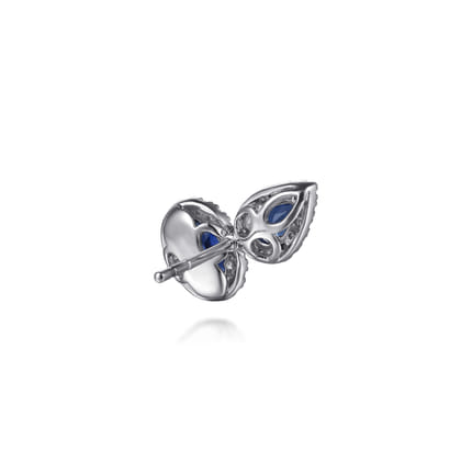 14K White Gold Toi et Moi Sapphire and Diamond Halo Stud Earrings