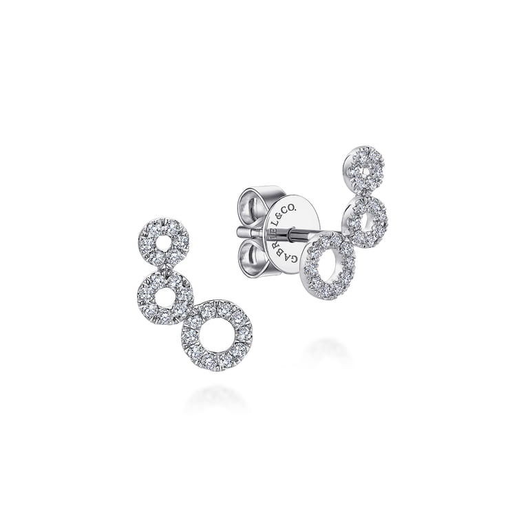 14K White Gold Triple Round Loop Diamond Stud Earrings - 0.23 ct - Shot 1