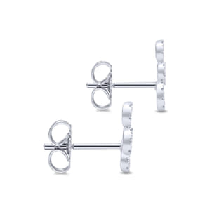14K White Gold Triple Round Loop Diamond Stud Earrings