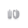 14K White Gold Triple Row Diamond Huggies - 0.5 ct