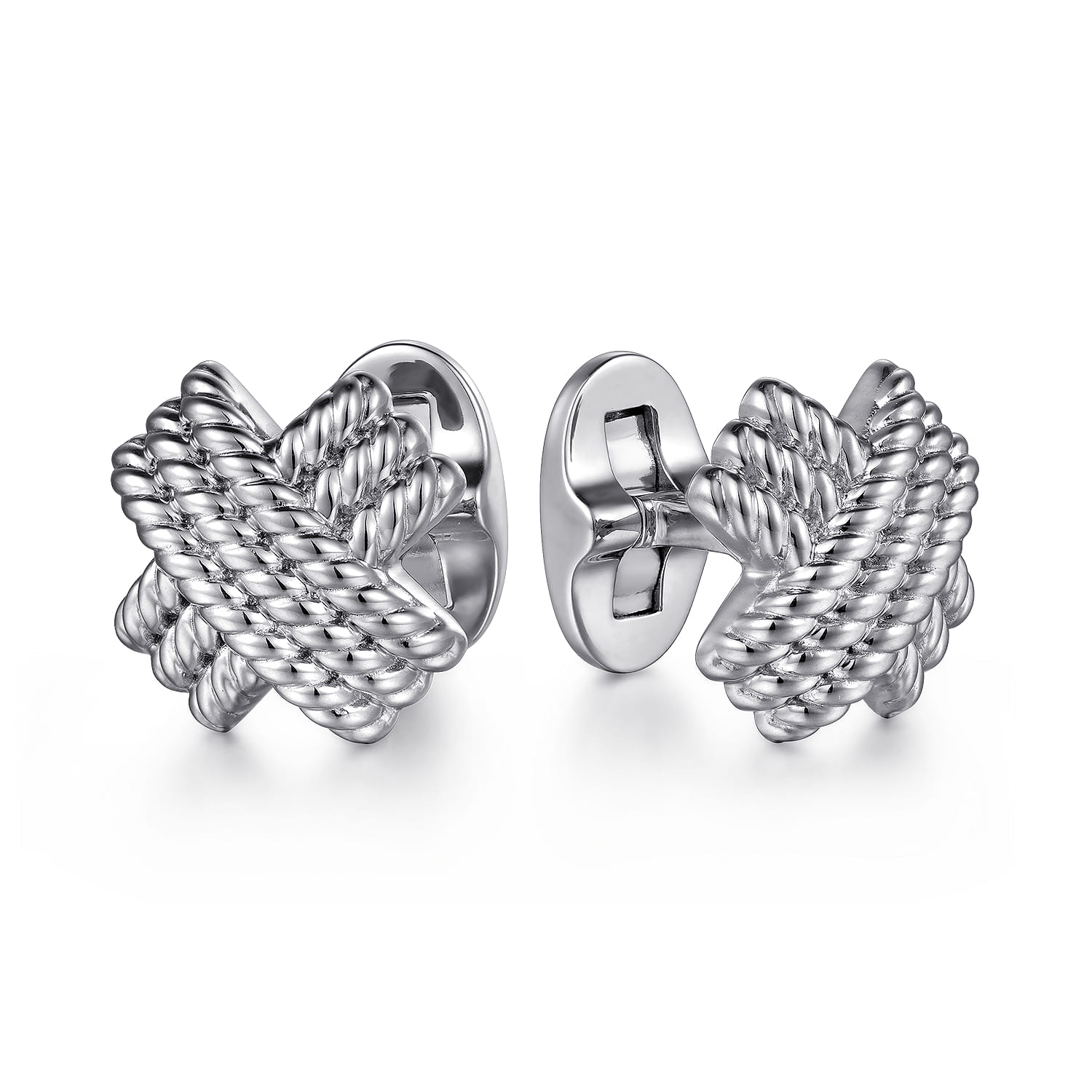 14K White Gold Triple Row Twisted Rope X Cufflinks - Shot 1