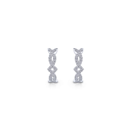 14K White Gold Twisted 10mm Diamond Huggies