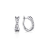 14K White Gold Twisted 15mm Diamond Huggie Earrings - 0.21 ct