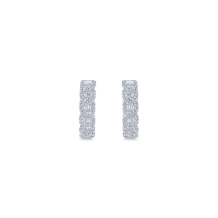 14K White Gold Twisted 15mm Diamond Huggies - 0.4 ct - Shot 3