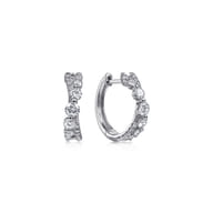 14K White Gold Twisted 15mm Diamond Huggies