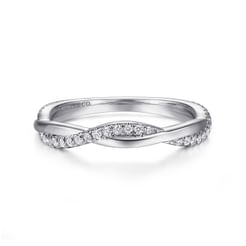 14K White Gold Twisted Diamond Anniversary Band