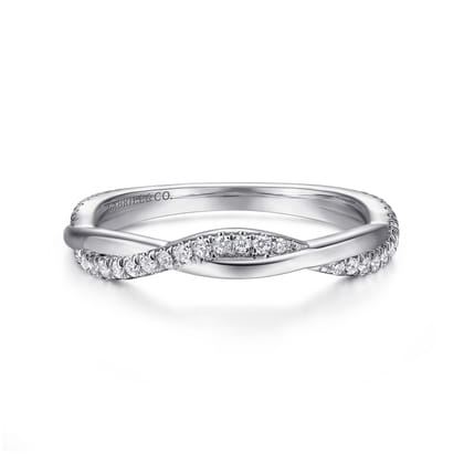 14K White Gold Twisted Diamond Anniversary Band