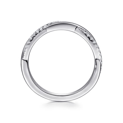 14K White Gold Twisted Diamond Anniversary Band
