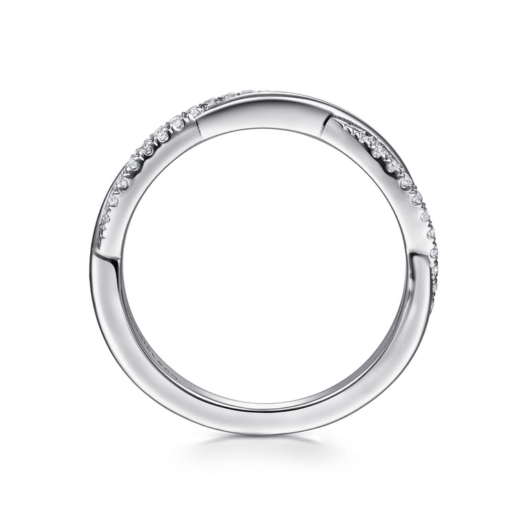 Fancy Wedding Ring in 14k White Gold with Round Natural Diamond at Gabriel & Co. - Shot 2